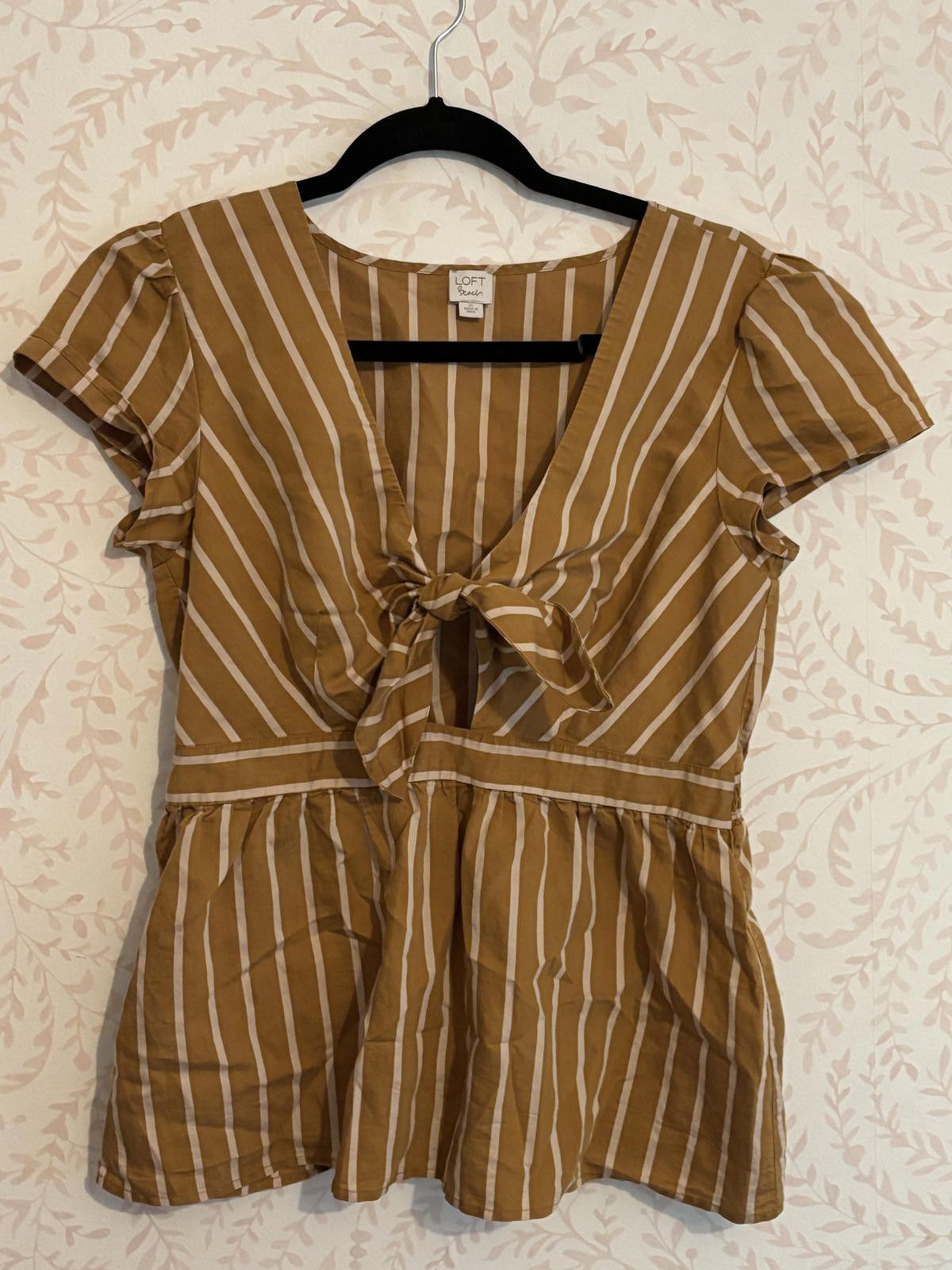 Other LOFT Beach Striped Tie-Front Short Sleeve Top Size XS / US 0-2 / IT 36-38 - 2 Thumbnail