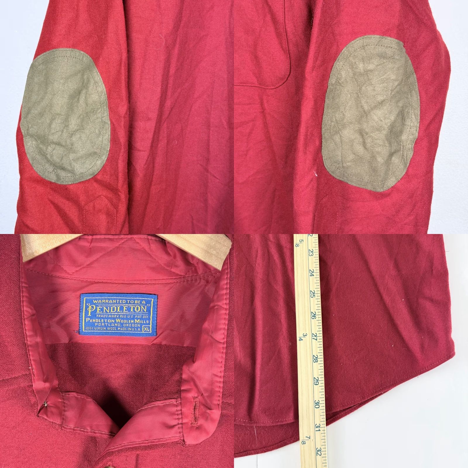 Pendleton VINTAGE Pendleton Shirt Men Red Wool XL Elbow Patch USA Made Stains Size US XL / EU 56 / 4 - 8 Thumbnail