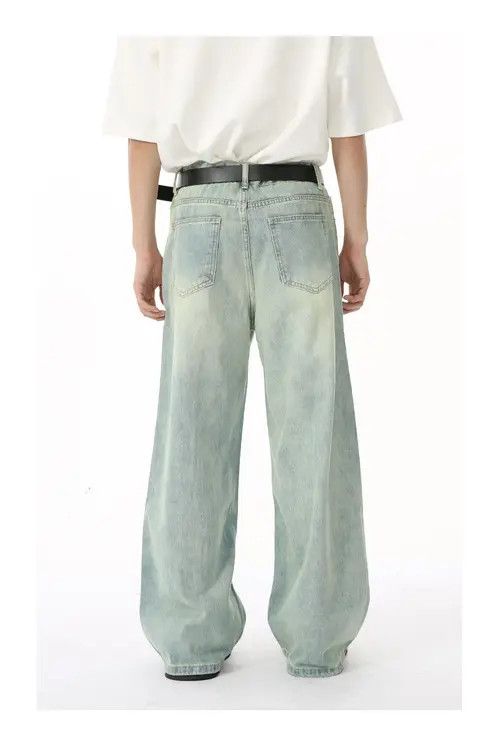 Hypebeast × Japanese Brand Light blue straight wide-leg loose washed jeans trend Size US 32 / EU 48 - 3 Thumbnail