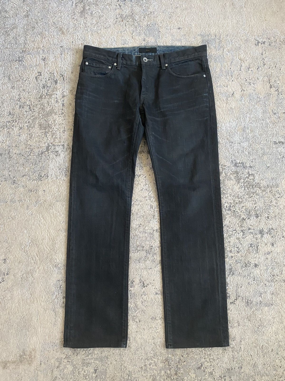 Japanese Brand Halb - Coated Black Straight Denim Size US 33 - 1 Thumbnail