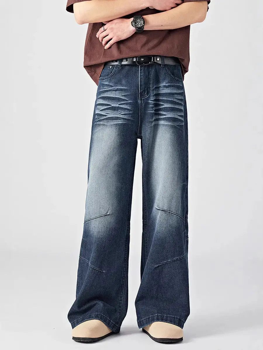 Japanese Brand Retro loose straight leg wide leg jeans Size US 32 / EU 48 - 2 Thumbnail