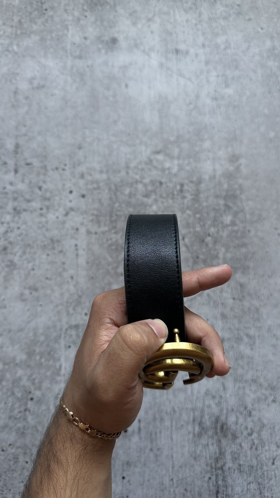 Gucci Vintage Gucci Double G Black Leather Belt Size ONE SIZE - 5 Thumbnail