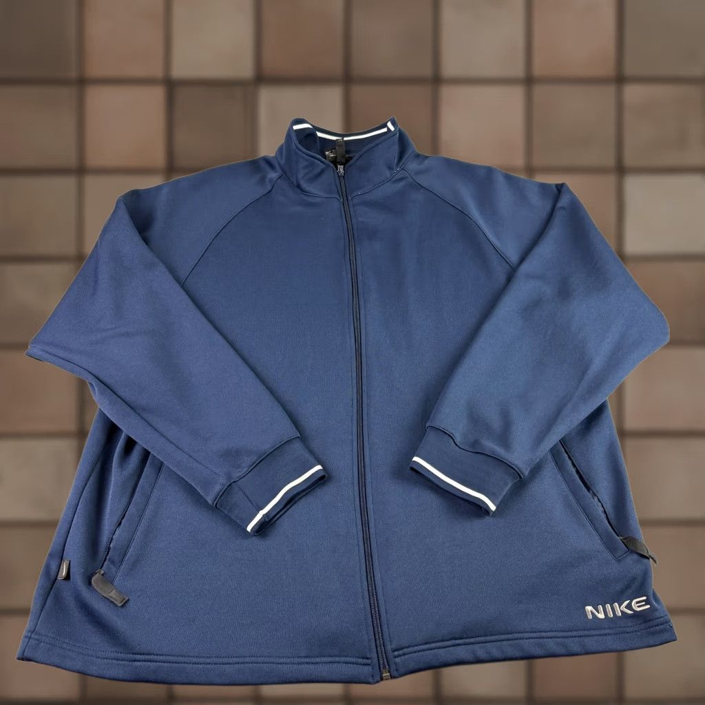 Nike VINTAGE Nike Track Jacket Mens XL Blue Full Zip Embroidered Logo Coat Y2K Size US XL / EU 56 / 4 - 1 Thumbnail