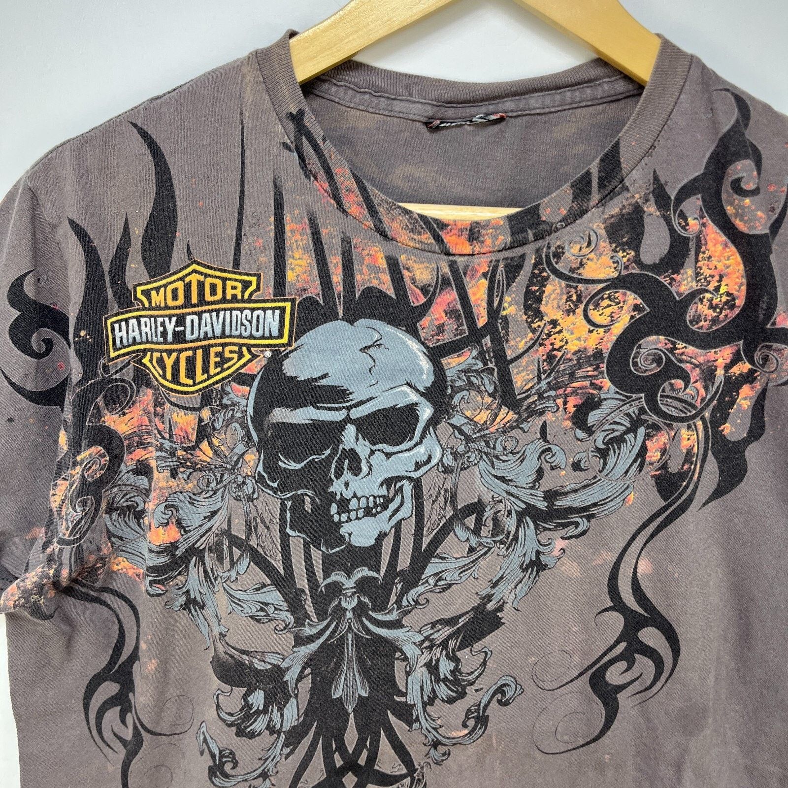 Vintage Vintage Harley-Davidson Skull MMA Y2K AOP Large Goth Grunge Size US L / EU 52-54 / 3 - 3 Thumbnail