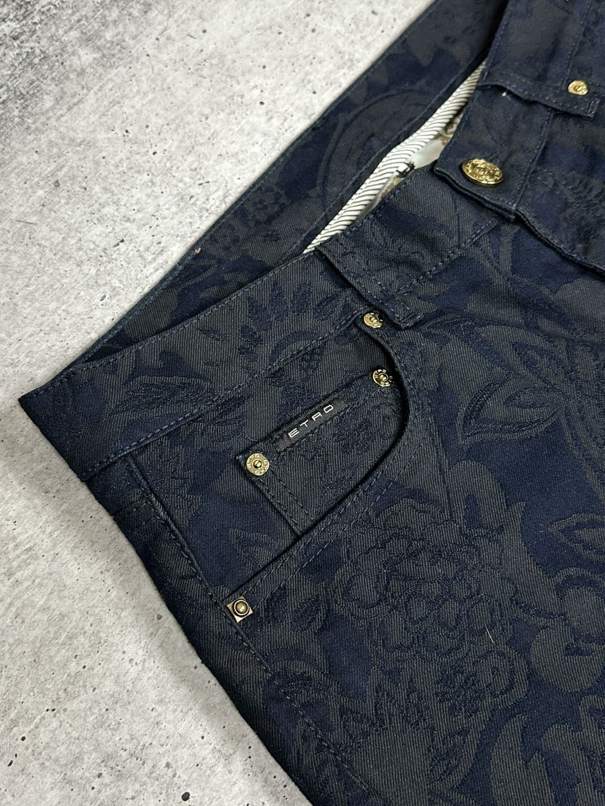 Etro Etro Jacquard Jeans Slim Fit Blue Men’s Size 34 Size US 34 / EU 50 - 6 Thumbnail