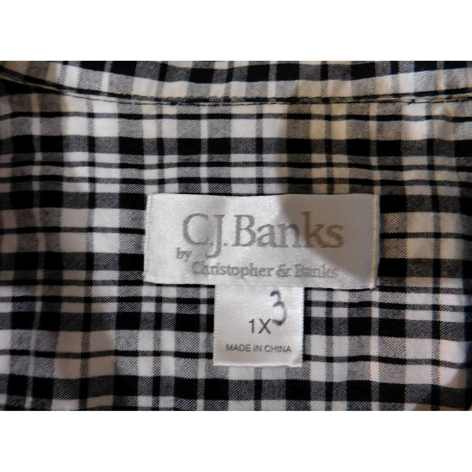 Vintage CJ Banks Blouse Shirt Women 1X Plaid Cotton Zip Round Neck Sleeveless Tunic Gray Plus Size Classic Style Size XL / US 12-14 / IT 48-50 - 4 Thumbnail