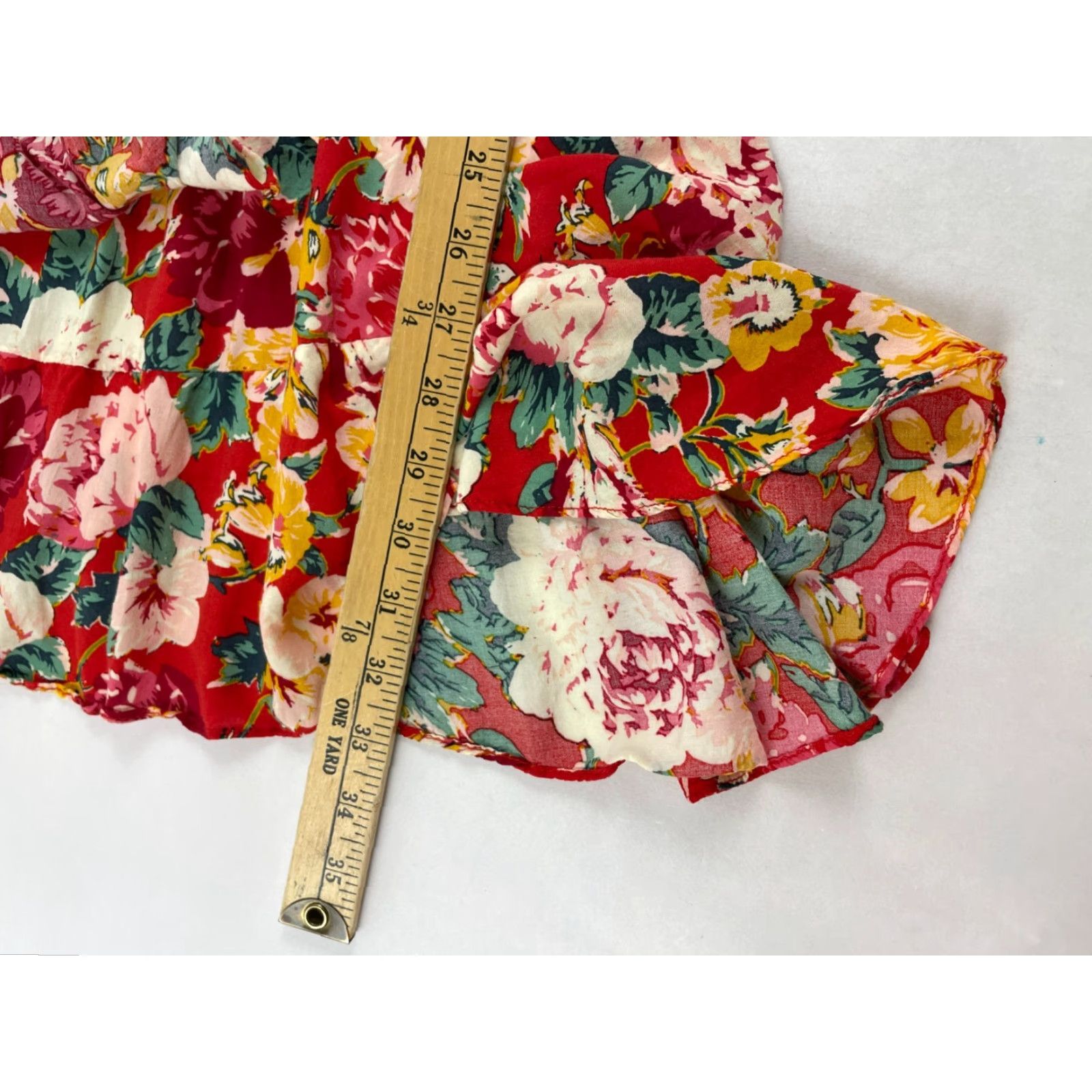 Vintage Maurices Dress Shirt Dress Women Small Red Floral Short Plunging Neck Size 28" / US 6 / IT 42 - 6 Thumbnail