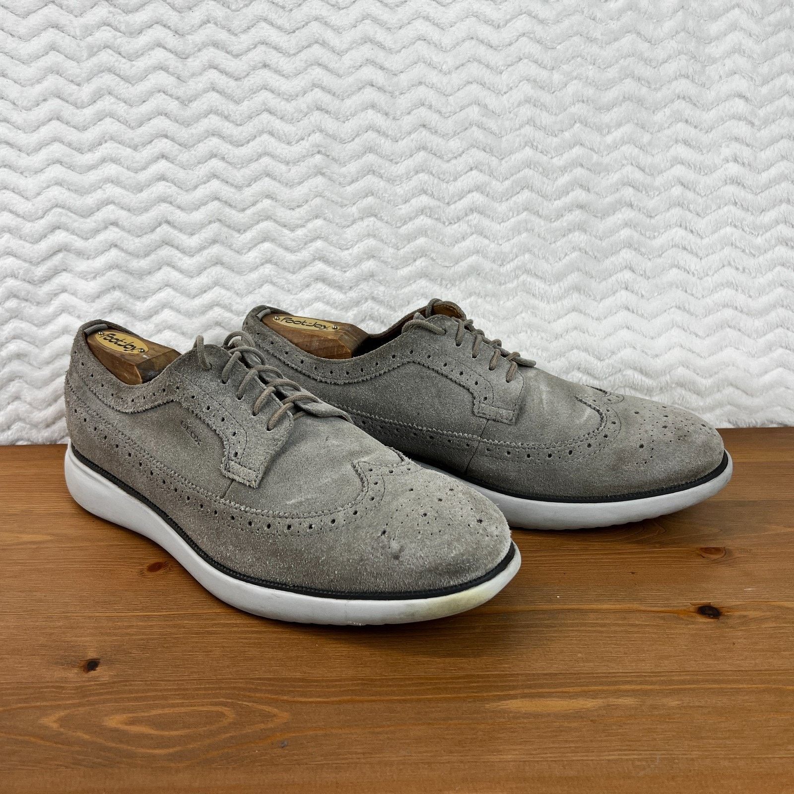 Geox Geox Mens Winfred Suede Shoes Gray Wingtip Brogues 42 US 9 Size US 9 / EU 42 - 2 Thumbnail