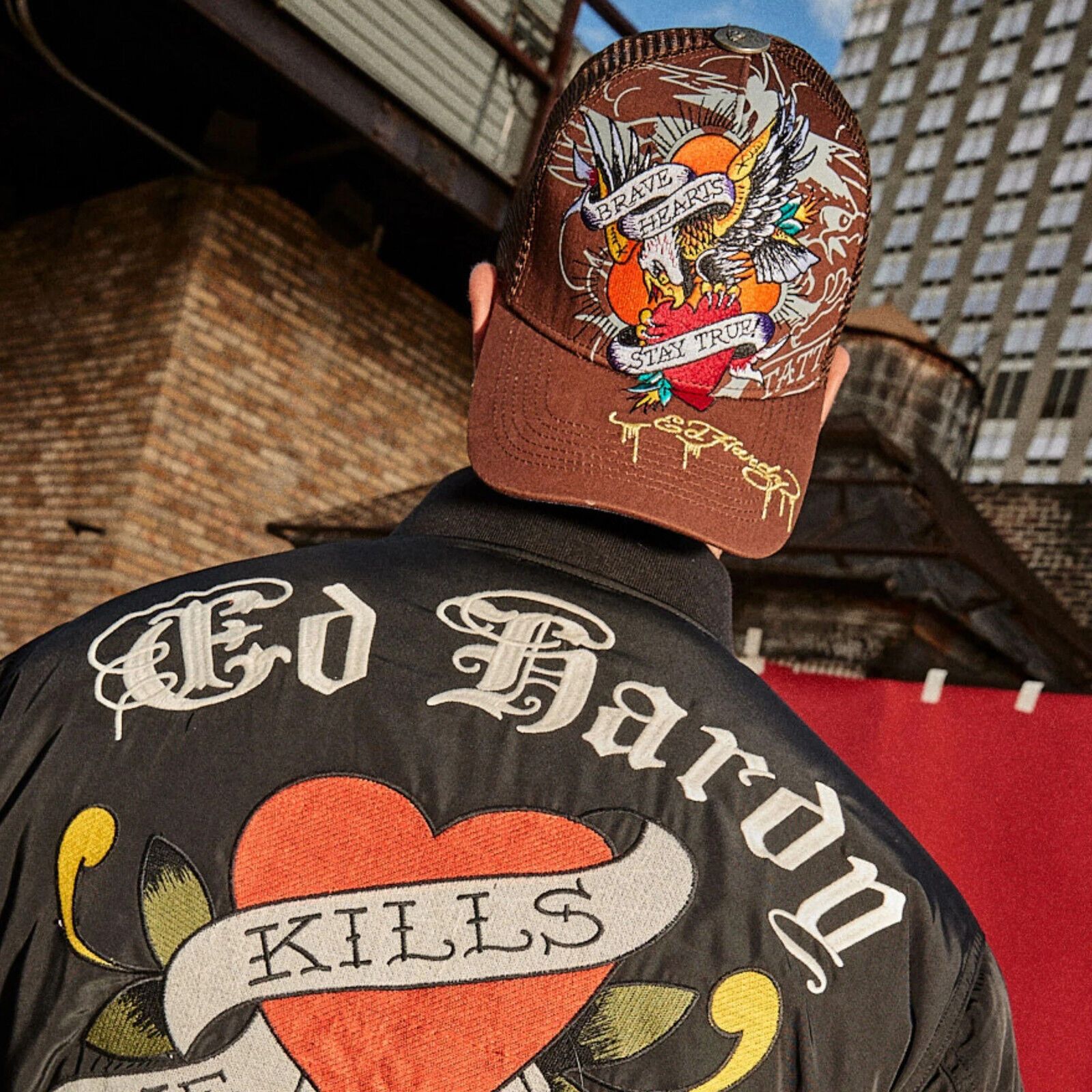 Ed Hardy Ed Hardy Trucker Hat Embroidered Tattoo Brave Eagle Cap Size ONE SIZE - 6 Thumbnail