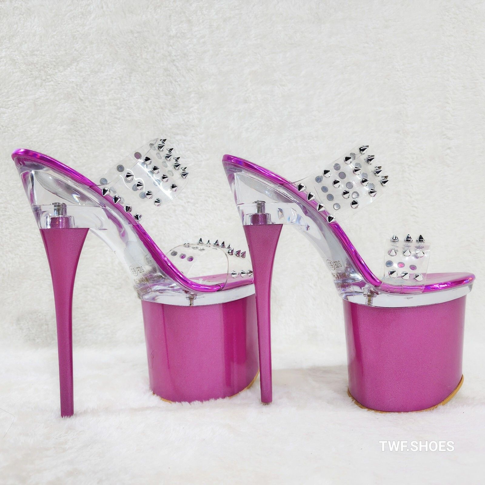 Other Bulls Sleek Slim 8" Towering Platform Heels Purple Double Cl Size US 8.5 / IT 38.5 - 2 Thumbnail