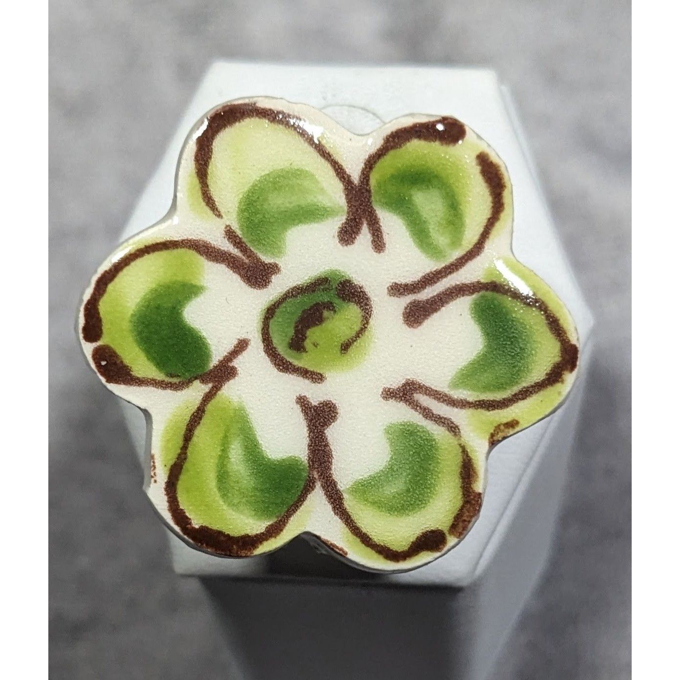 Other Vintage Retro Handmade Ceramic Green Floral Adjustable Ring Size ONE SIZE - 7 Thumbnail