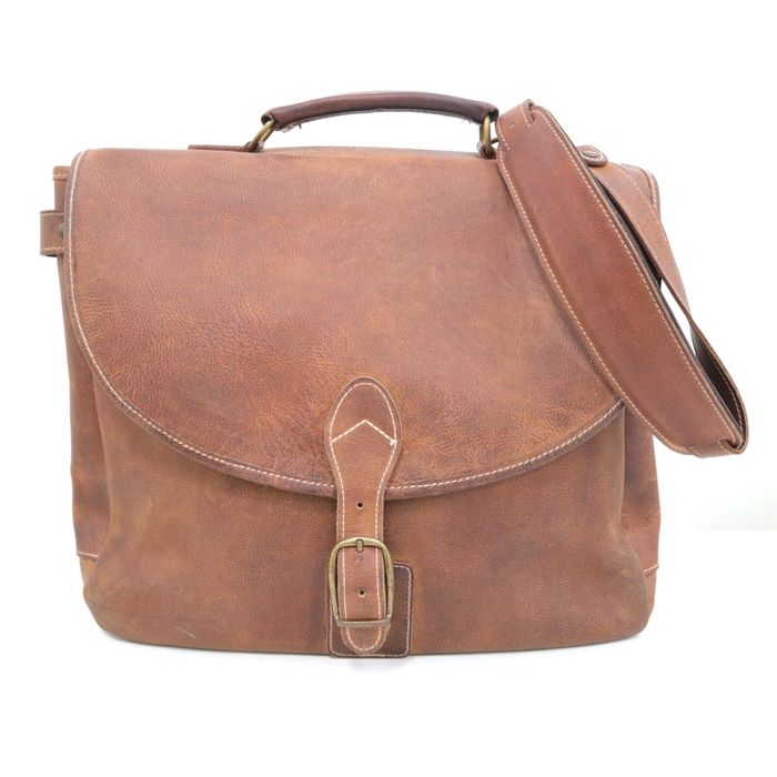Vintage Korchmar Messenger Bag Briefcase Leather Brown Crossbody Strap