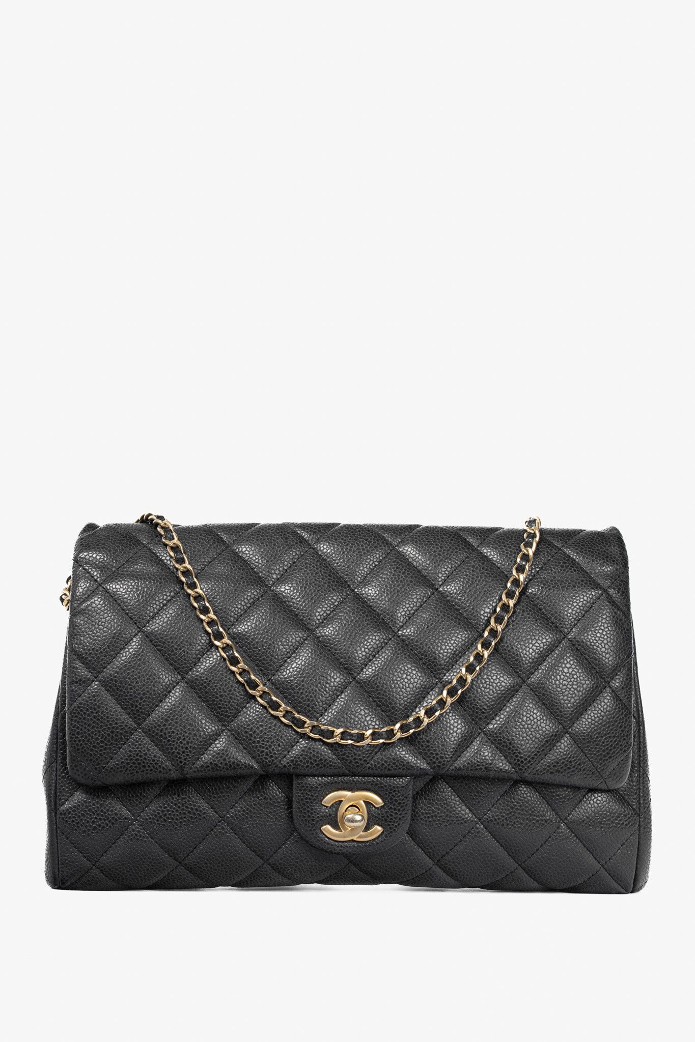 Chanel Chanel Anthracite Caviar-Leather Quilted Chain Flap Clutch Size ONE SIZE - 1 Thumbnail