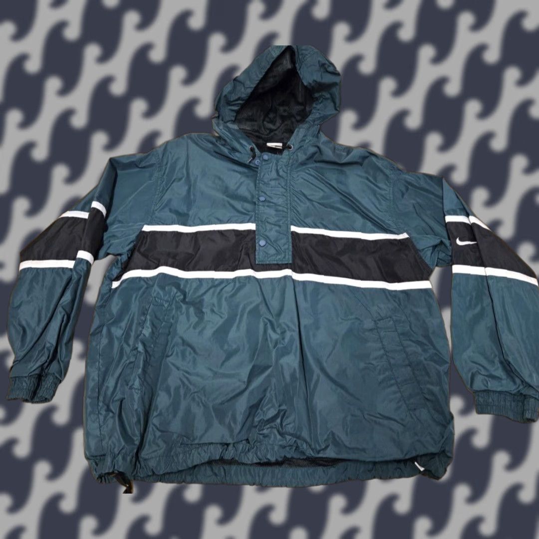 Nike VINTAGE Nike Windbreaker Jacket Mens Large Green 1/4 Zip Nylon White Tag Size US L / EU 52-54 / 3 - 1 Thumbnail