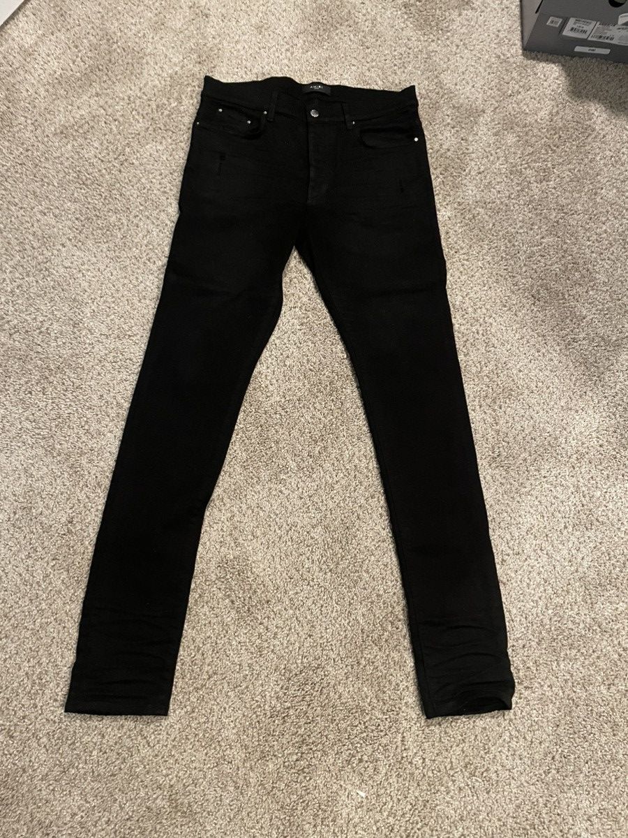 image of Sz 36 Amiri Skinny Stacked Denim in Black, Men's