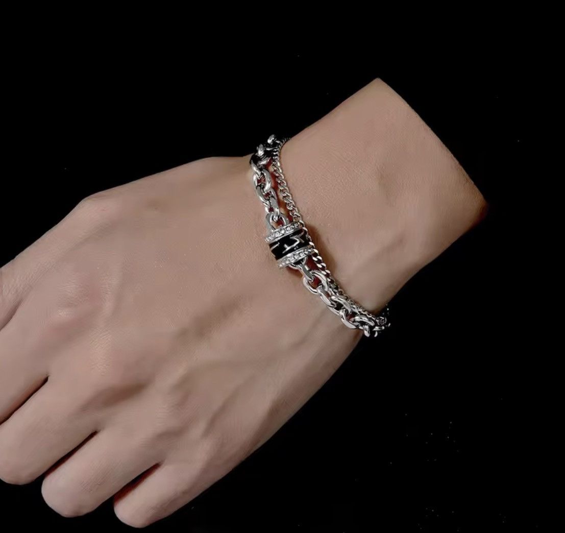 Jewelry Double-Layer Chain Bracelet - Stainless Steel & Zircon ⛓️ Size ONE SIZE - 3 Thumbnail