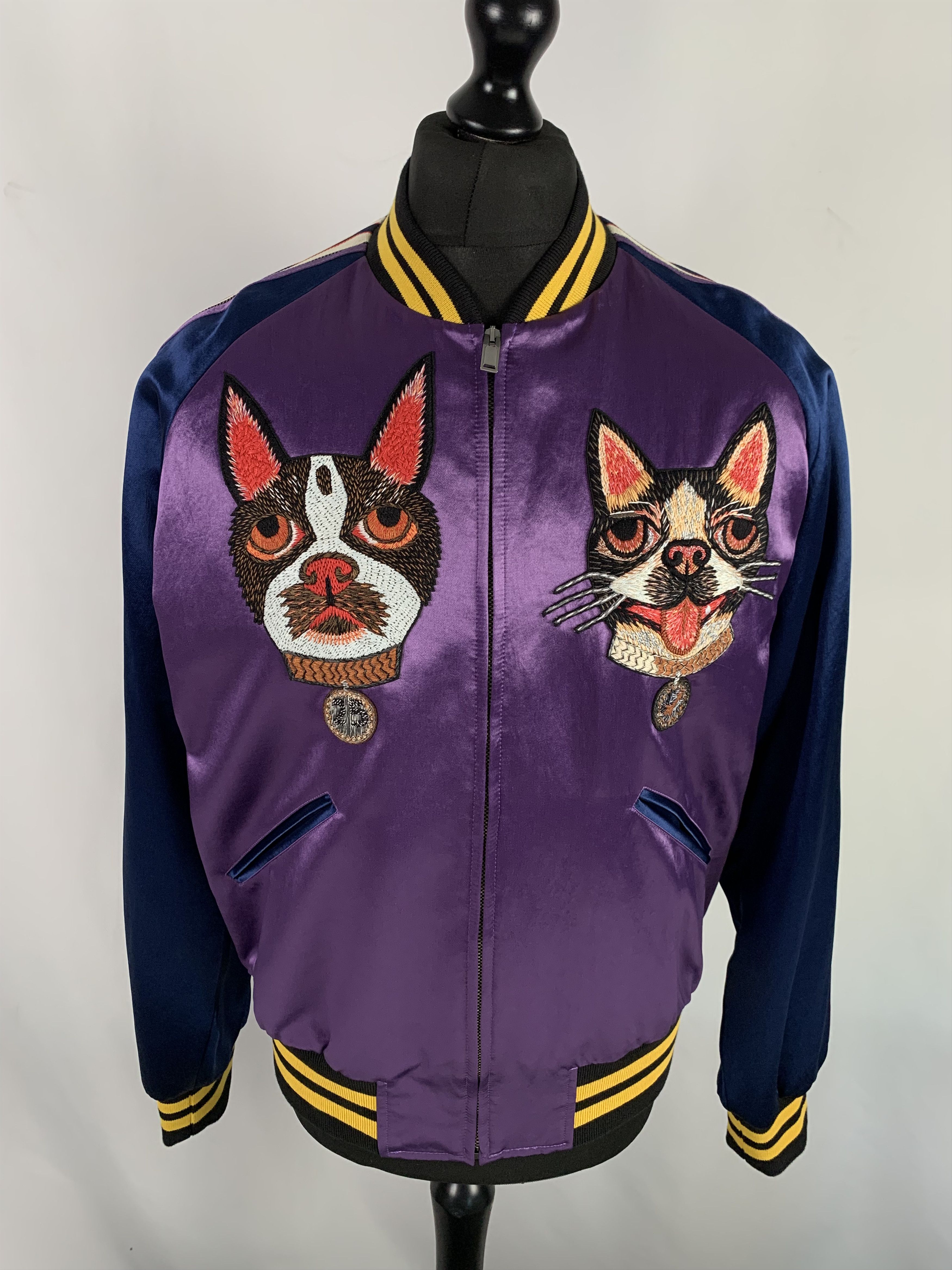 Gucci Gucci Silk Purple Dog & Cat Bomber Jacket Size US L / EU 52-54 / 3 - 1 Thumbnail