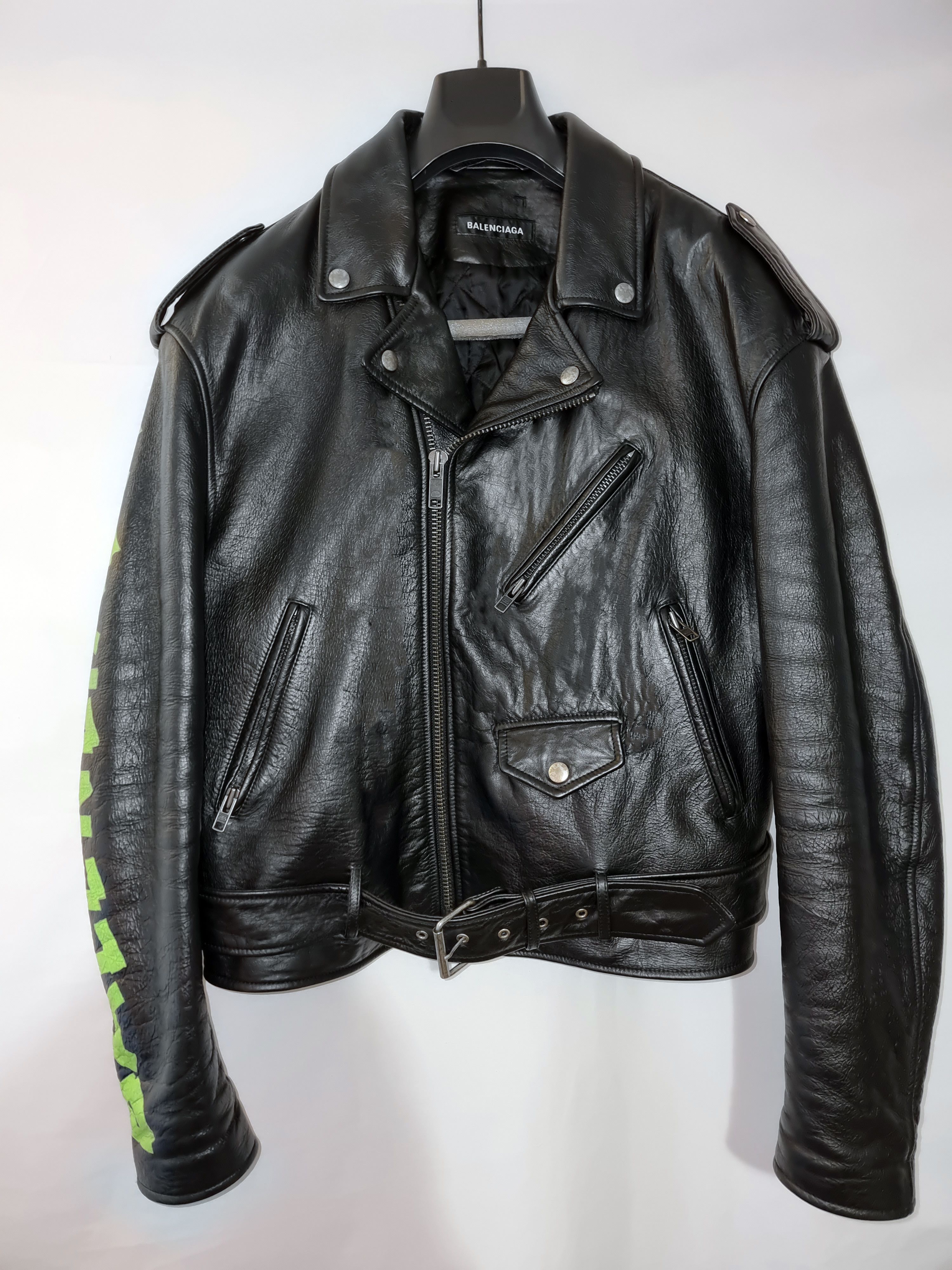 Balenciaga BALENCIAGA LEATHER JACKET - GRAFFITI PRINT Size US S / EU 44-46 / 1 - 2 Thumbnail