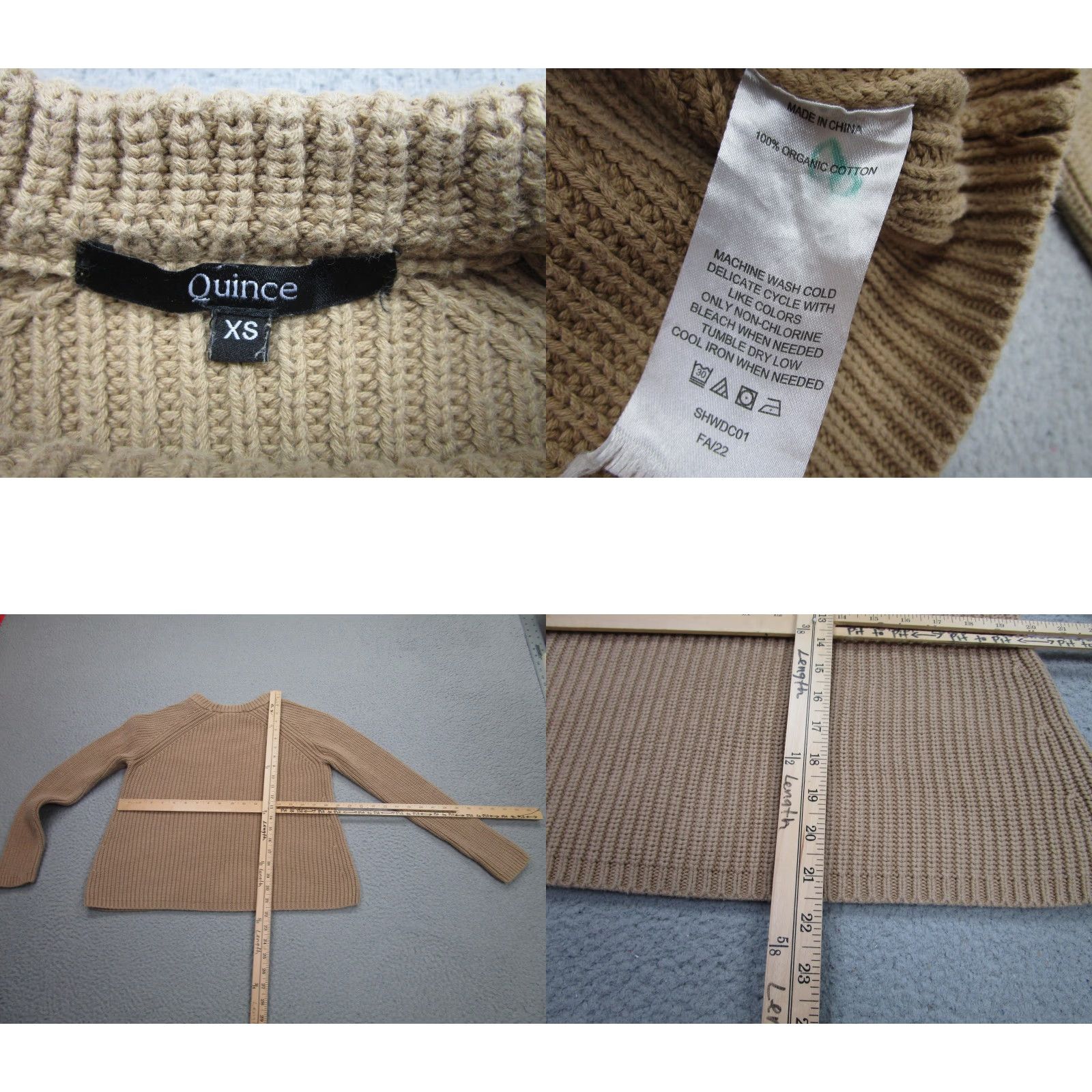 Quince Quince Sweater Womens XS Beige Organic Cotton fisherman Knit Pullover Crewneck Size XS / US 0-2 / IT 36-38 - 8 Thumbnail
