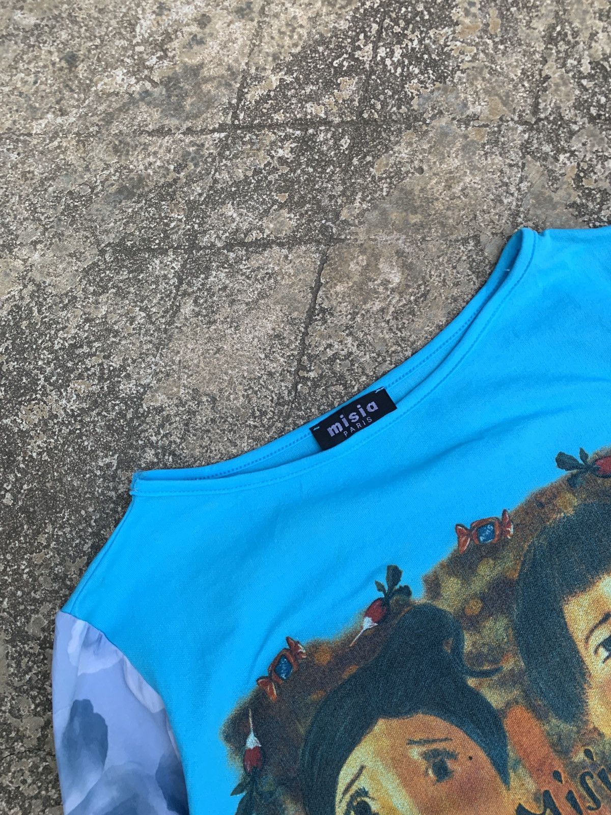 Vintage y2k Misia Paris Blue Oil Painting Art Poem Graphic Mesh Top Size M / US 6-8 / IT 42-44 - 5 Thumbnail