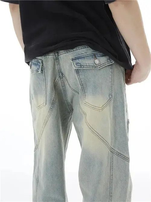 Designer × Japanese Brand × Jean Y2K Topstitched Straight-leg Jeans Size US 28 / EU 44 - 2 Thumbnail