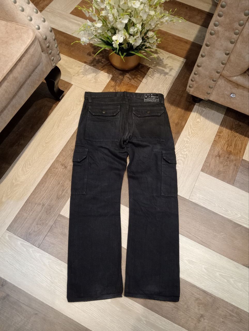 Real Japan Blues R.J.BLUES JAPAN 6 POCKET CARGO SELVEDGE DENIM PANTS Size US 29 - 11 Thumbnail