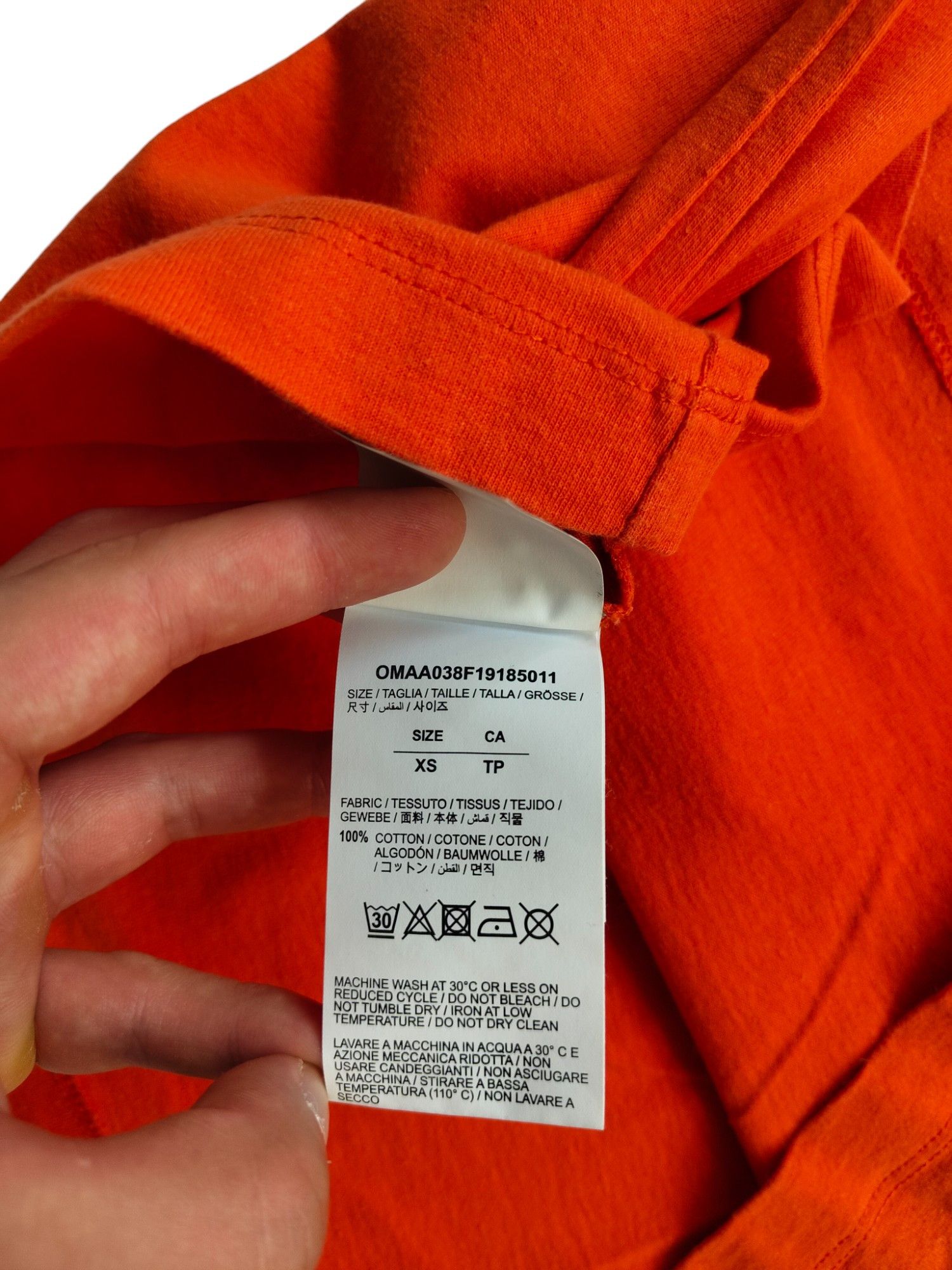 Off-White Orange Tee With Black Stitching Logo At The Back Size US XS / EU 42 / 0 - 5 Thumbnail