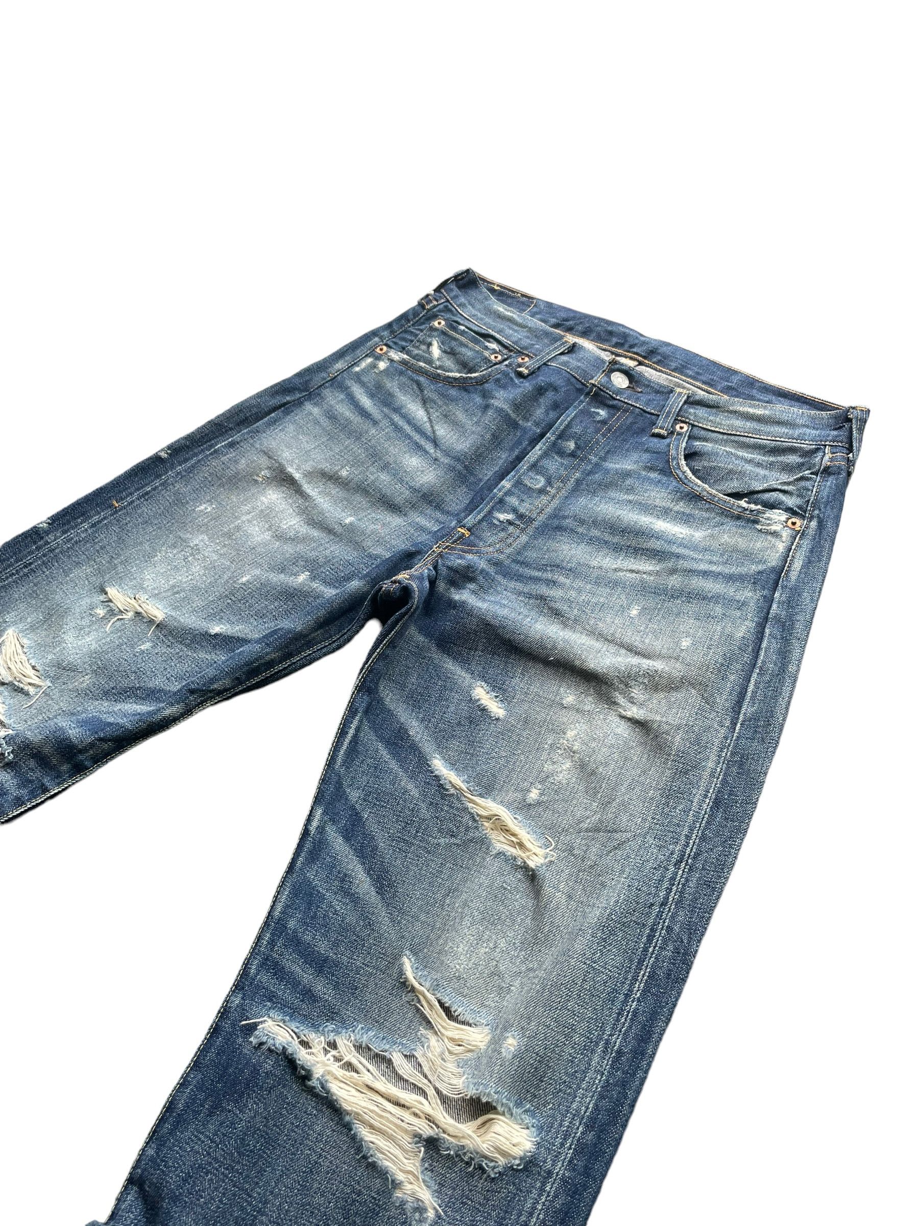 Levi's Vintage 2006 Levis 501 E 1971 Selvedge Distresed Denim Size US 33 - 2 Thumbnail