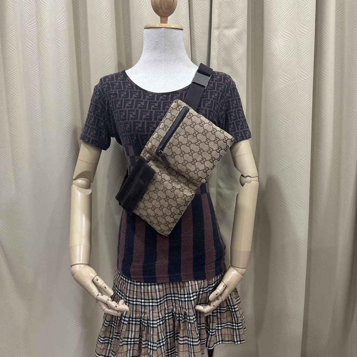 Gucci GUCCI GG CANVAS DOUBLE POCKET BELT BAG WAIST BUMBAG 25 Size ONE SIZE - 1 Thumbnail