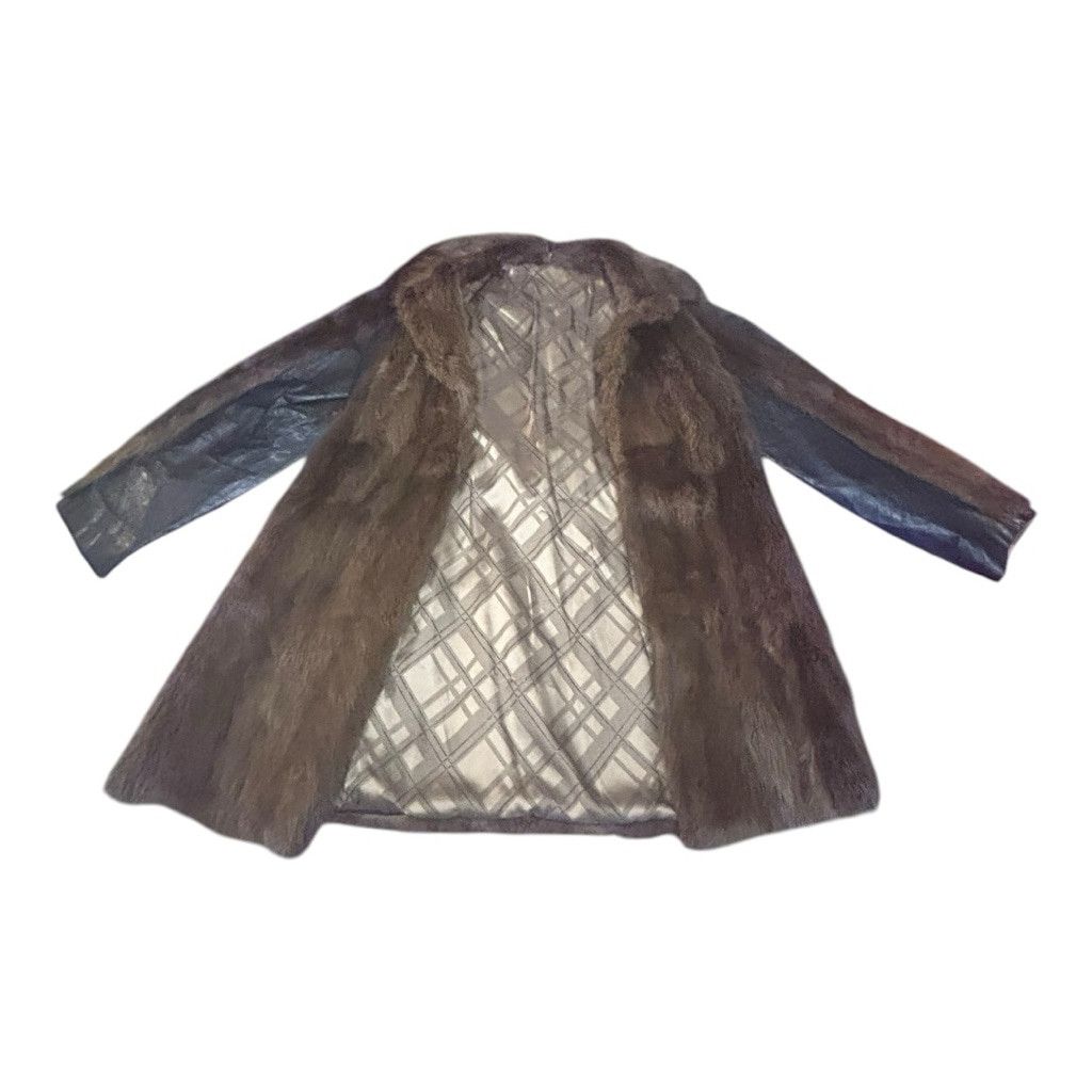 Handmade Rare Vintage Mob Wife Real Mink Fur and Leather Long Coat Size M / US 6-8 / IT 42-44 - 7 Thumbnail