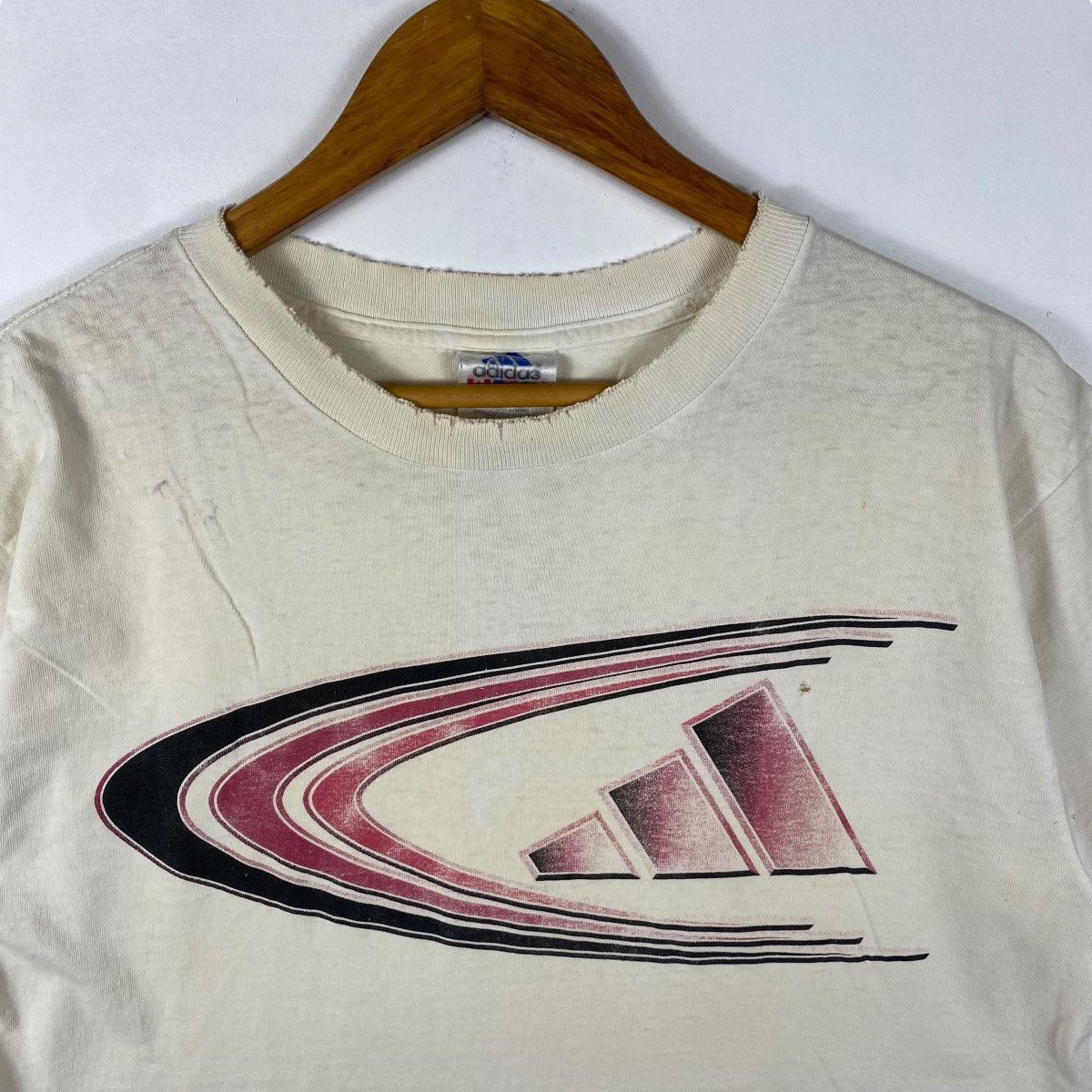 Adidas Distressed Vintage 90's ADIDAS Logo Faded Tee Shirt Medium Size US M / EU 48-50 / 2 - 2 Thumbnail