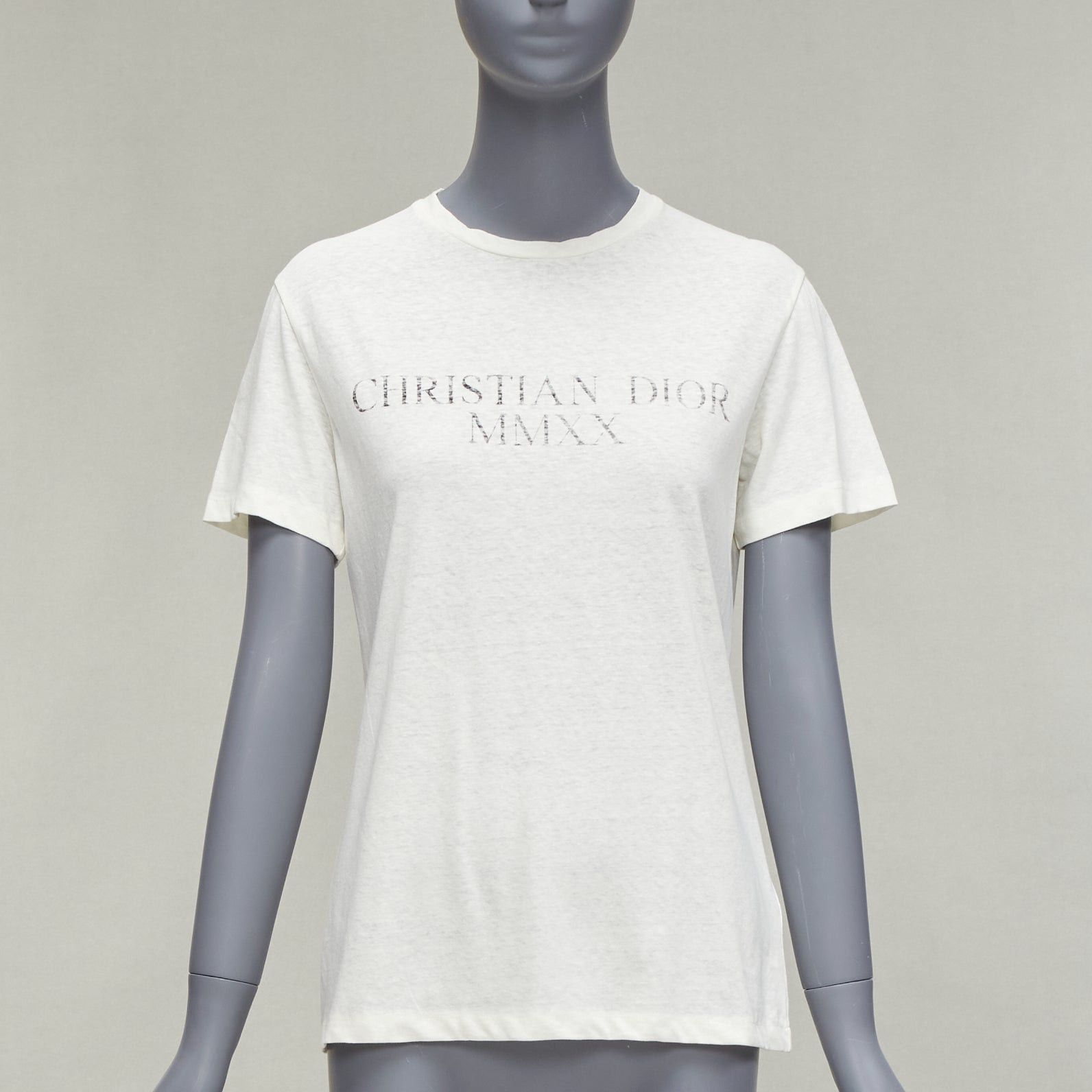 Dior DIOR 2020 MMXX Together Apart print ecru washed cotton linen sleeve tshirt XS Size S / US 4 / IT 40 - 1 Thumbnail