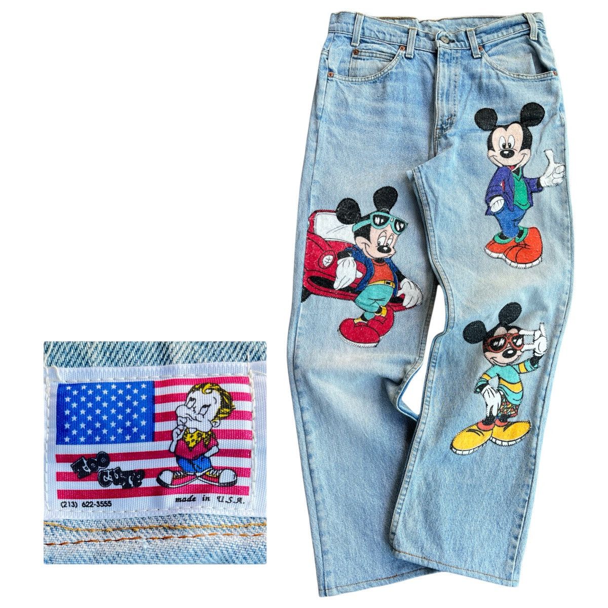 Levi's Vintage Clothing × Too Cute Guetta Bros. 🔥Vtg 90s Levis Too Cute Micky Mouse Patches Distressed Jeans Size US 31 - 1 Thumbnail