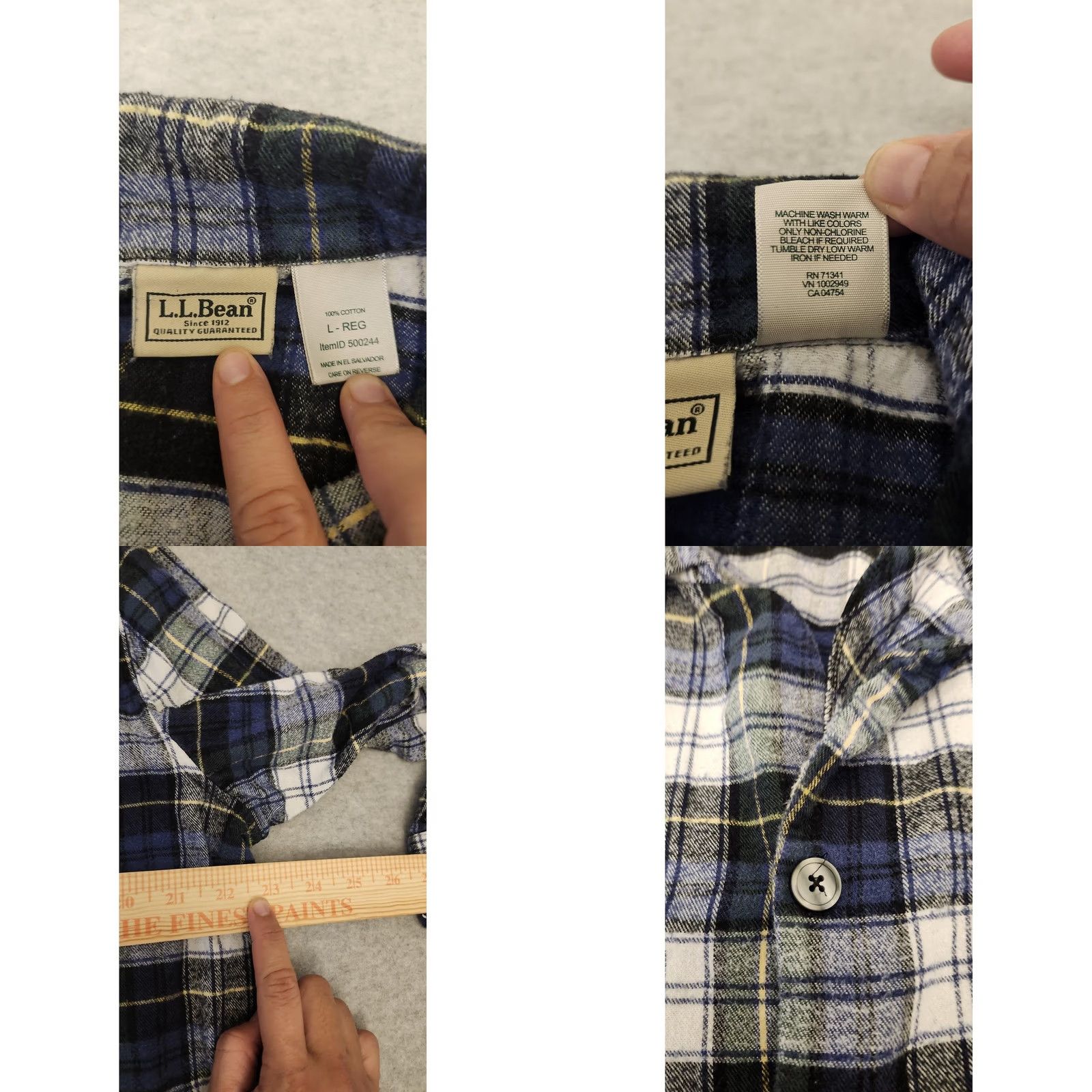 Vintage VINTAGE? No. LL Bean Shirt Mens Large Blue Green Plaid Flannel Button Front L REG Size US L / EU 52-54 / 3 - 8 Thumbnail