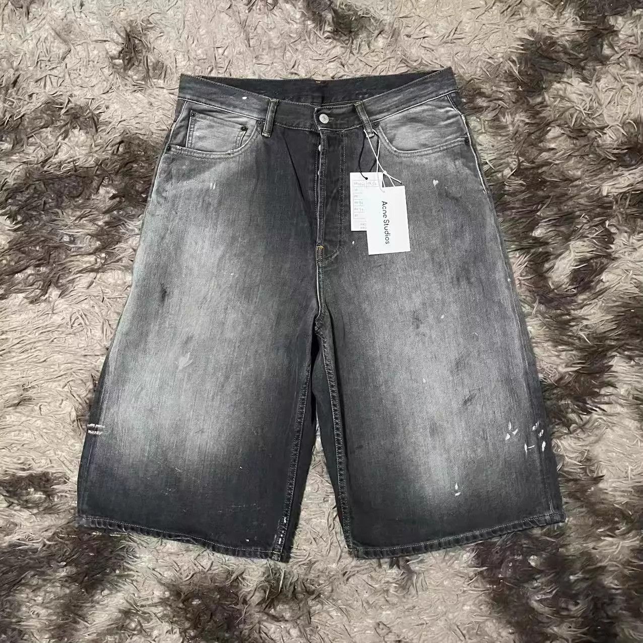 Acne Studios Black Denim Shorts with Distressed Paint Details Size US 36 / EU 52 - 1 Thumbnail