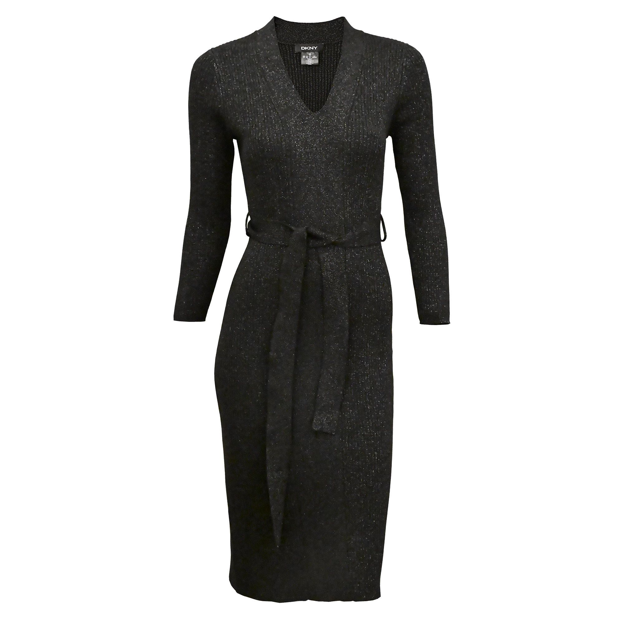 DKNY DKNY ribbed knit bodycon knitted midi dress black | Grailed
