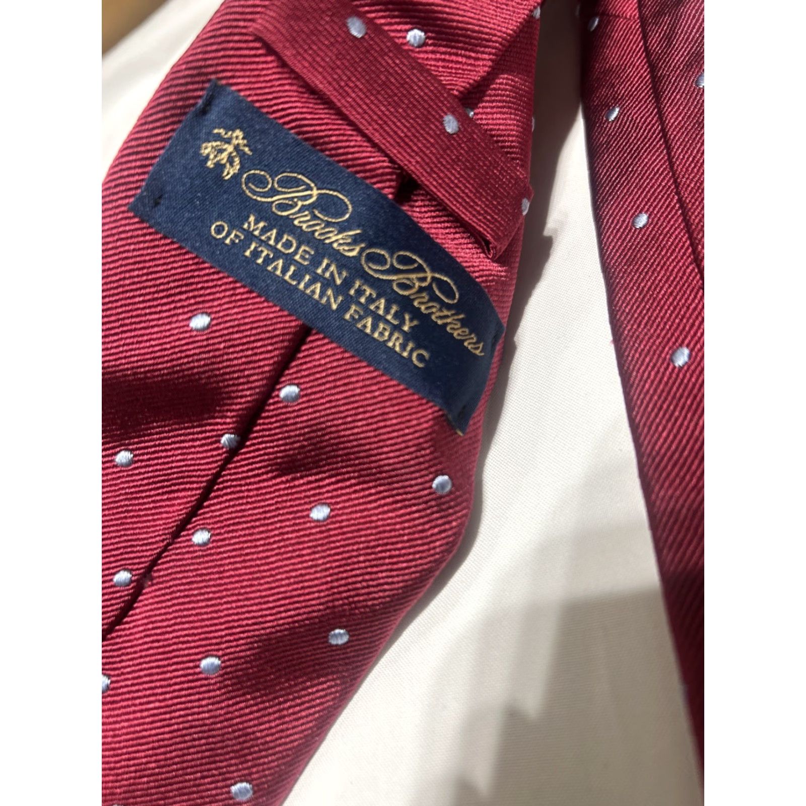 Brooks Brothers BROOKS BROTHERS NECKTIE Men Merlot BLUE POLKA DOT 100% Silk Made IN ITALY Classic One Size Red Pattern Designer Tie Size ONE SIZE - 4 Thumbnail