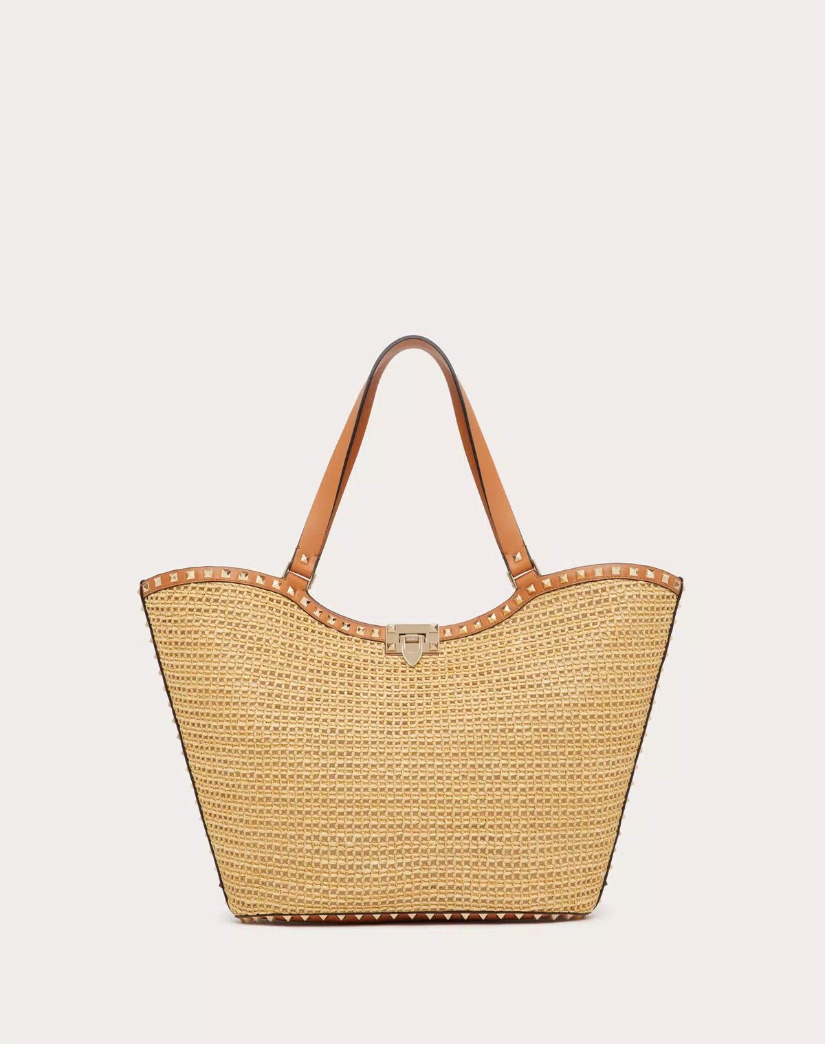 Valentino o1s1wg110625 Size: OS/Rockstud Woven Sopping Bag in Beige Size ONE SIZE - 1 Thumbnail