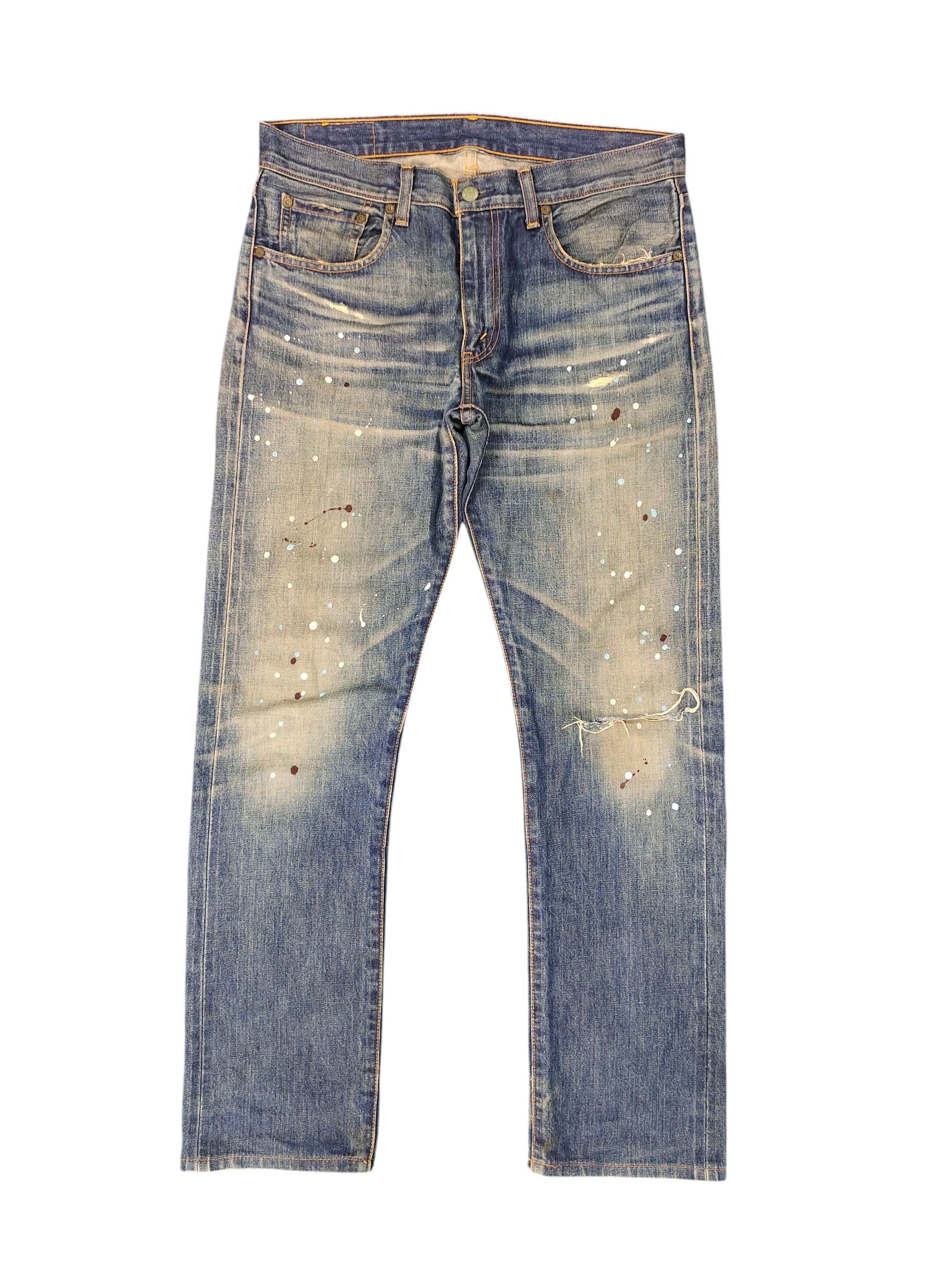 Comme des Garcons × Undercover Vintage Levis 505 Painted Clawmark Distress Denim Jeans Size US 33 - 1 Thumbnail