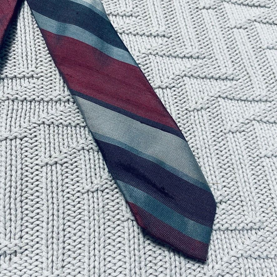 Vintage Vintage Ohrbach maroon and silver striped slim silk tie Size ONE SIZE - 2 Thumbnail