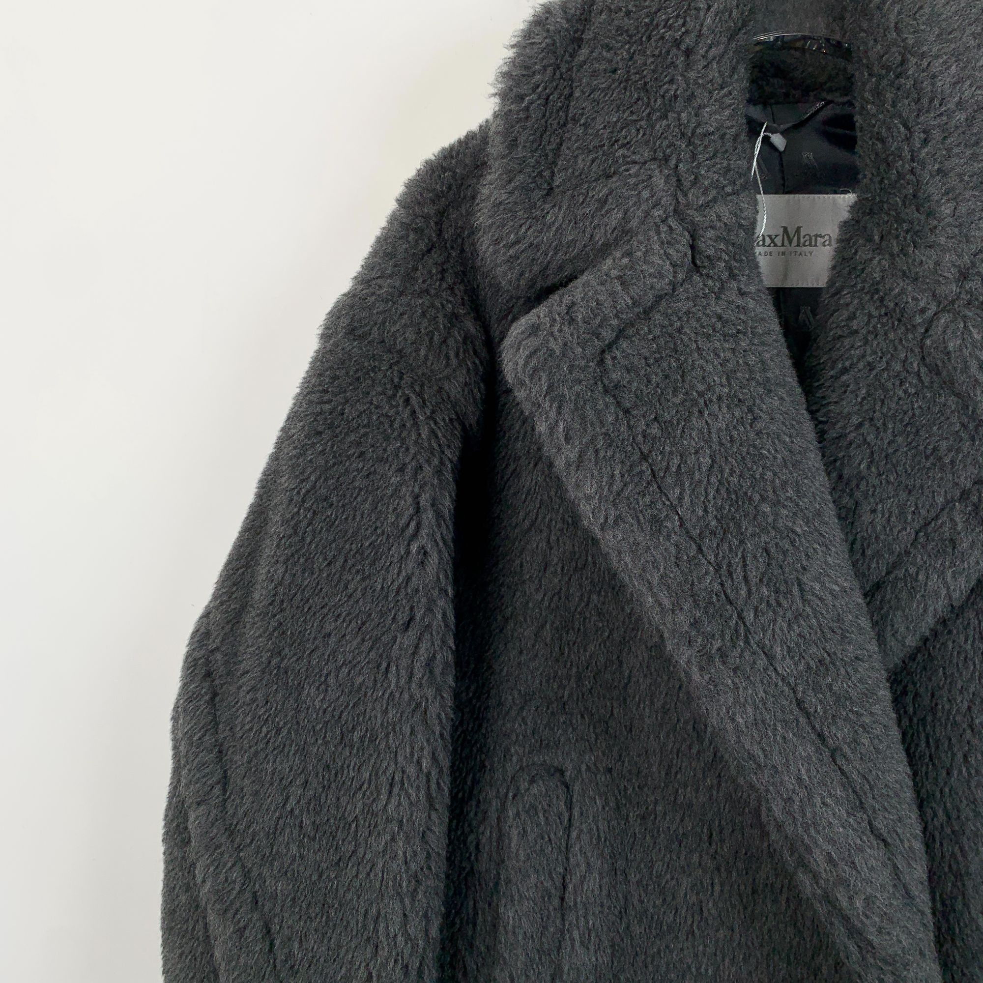 Max Mara Maxmara Teddy Wool-Blend Short Coat Jacket Dark Grey Size 38 Size XS / US 0-2 / IT 36-38 - 7 Thumbnail