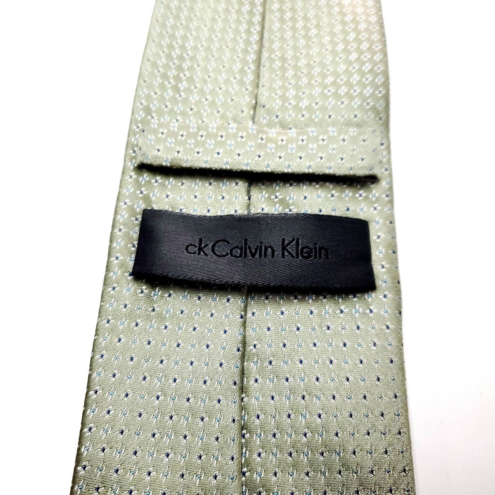 Calvin Klein Calvin Klein Silk Tie Woven Green Geometric Size ONE SIZE - 3 Thumbnail