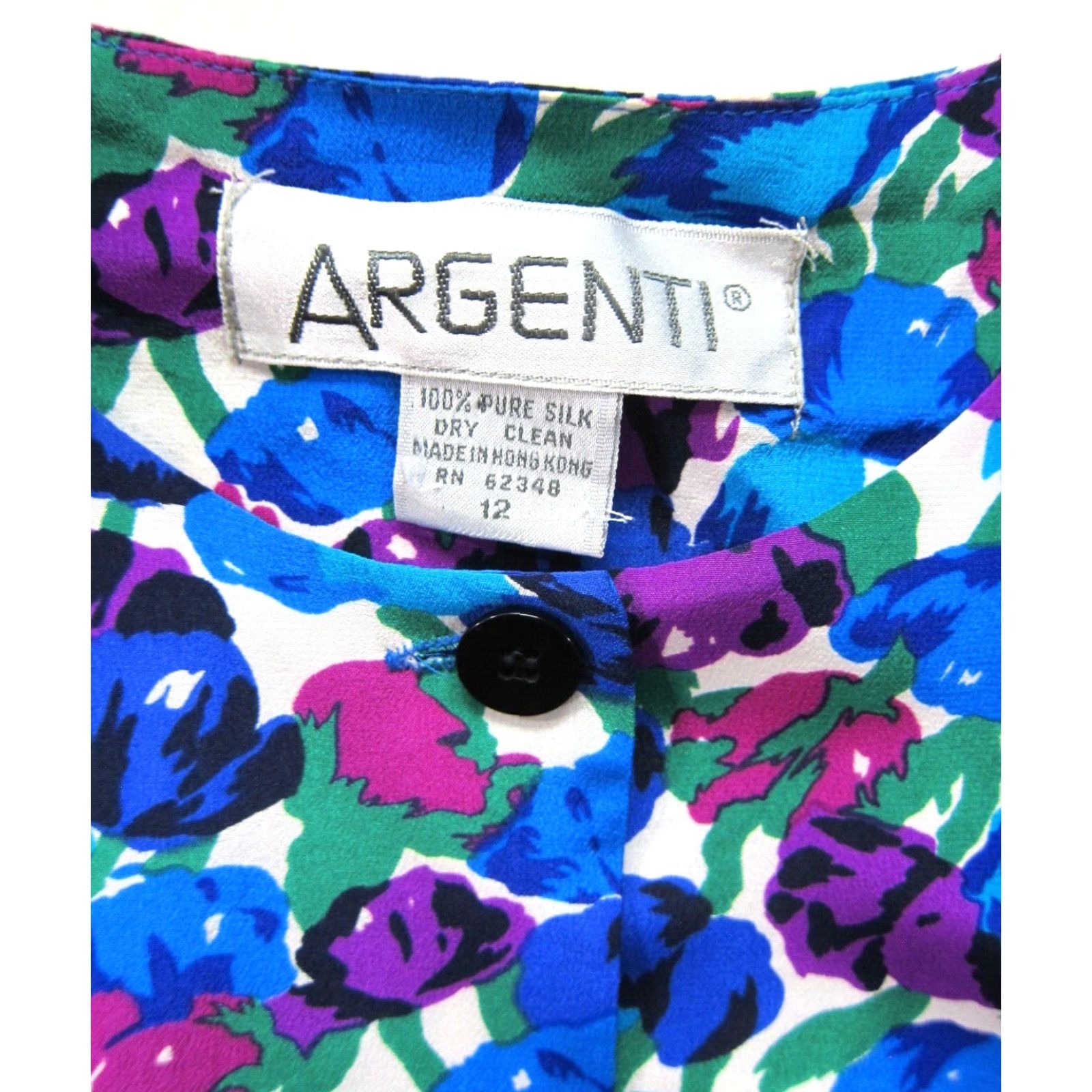 Vintage VINTAGE Argenti 100% Silk Blue Pink Floral Long Sleeve Blouse Skirt Set Women L Size L / US 10 / IT 46 - 7 Thumbnail