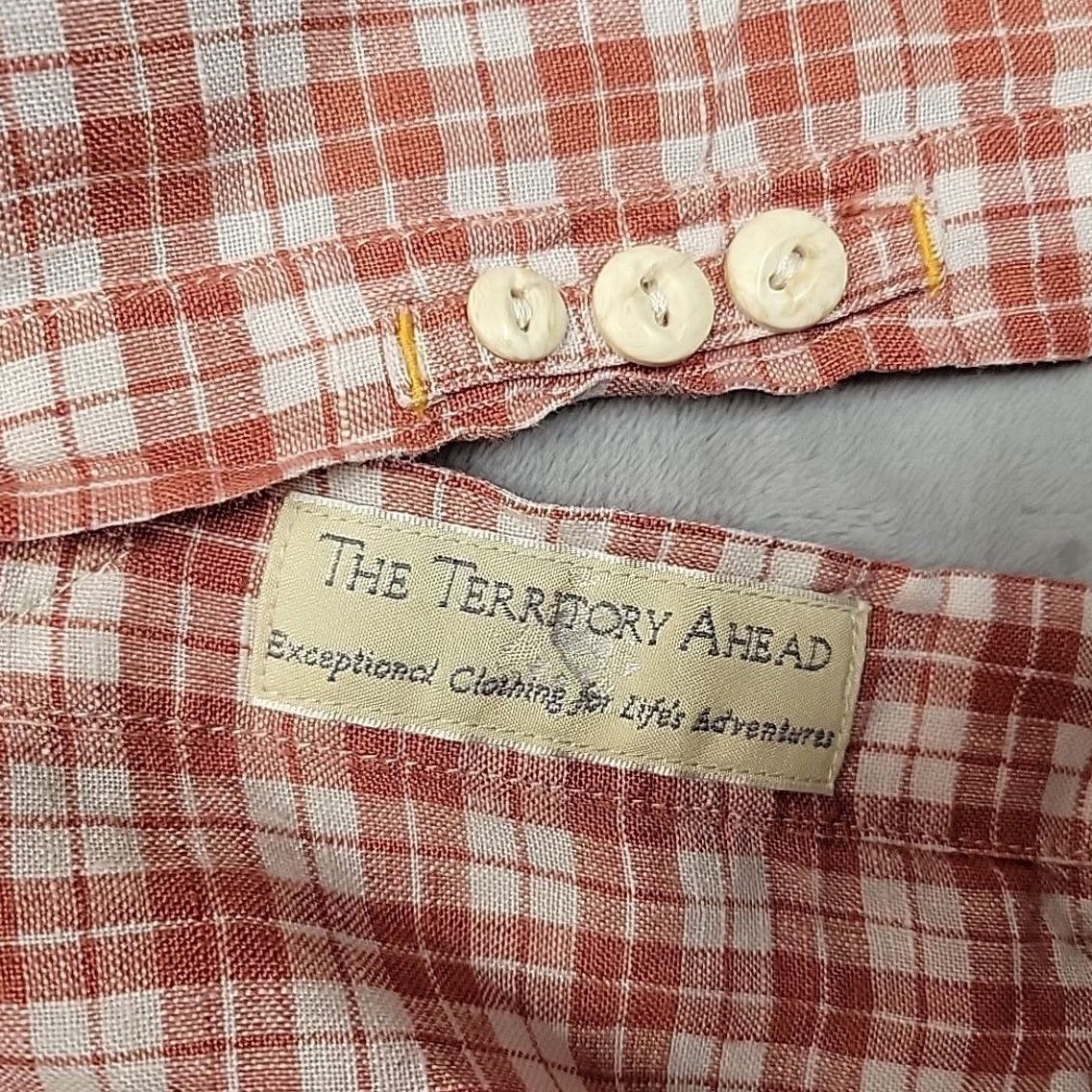 The Territory Ahead The Territory Ahead Shirt Men XL Brick Red Plaid 100% Linen Long Sleeve Button-Up Collared Pocketed Casual Travel Size US XL / EU 56 / 4 - 4 Thumbnail