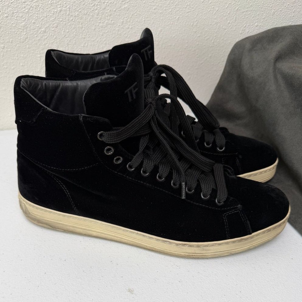 Tom Ford Tom Ford Black Suede High Top Sneakers Size EU 44 Size US 10.5 / EU 43-44 - 4 Thumbnail