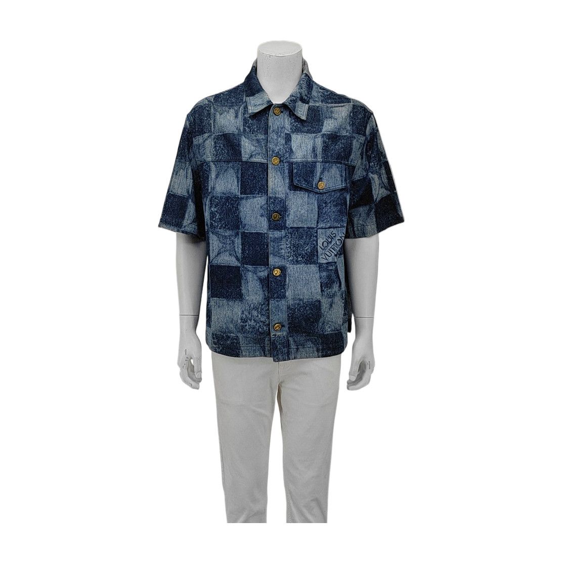 Louis Vuitton Louis Vuitton Damier Denim Short Sleeve Shirt Size XL Size US XL / EU 56 / 4 - 1 Thumbnail