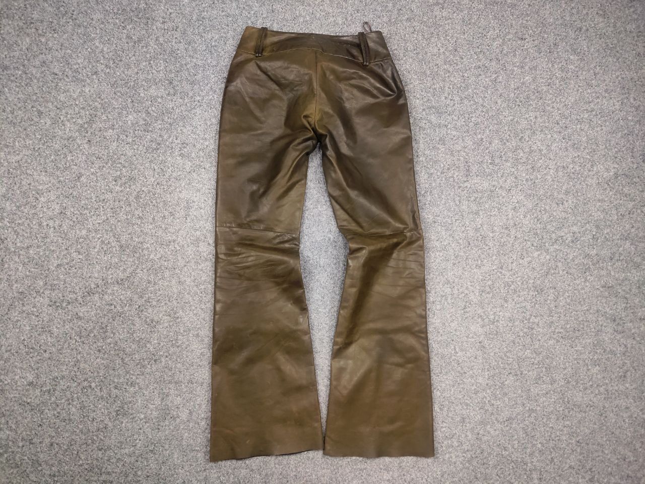 If Six Was Nine Leonardo Vintage Dark Green Faded Leather Flared Pants Y2K Size 36" / US 14 / IT 50 - 10 Thumbnail