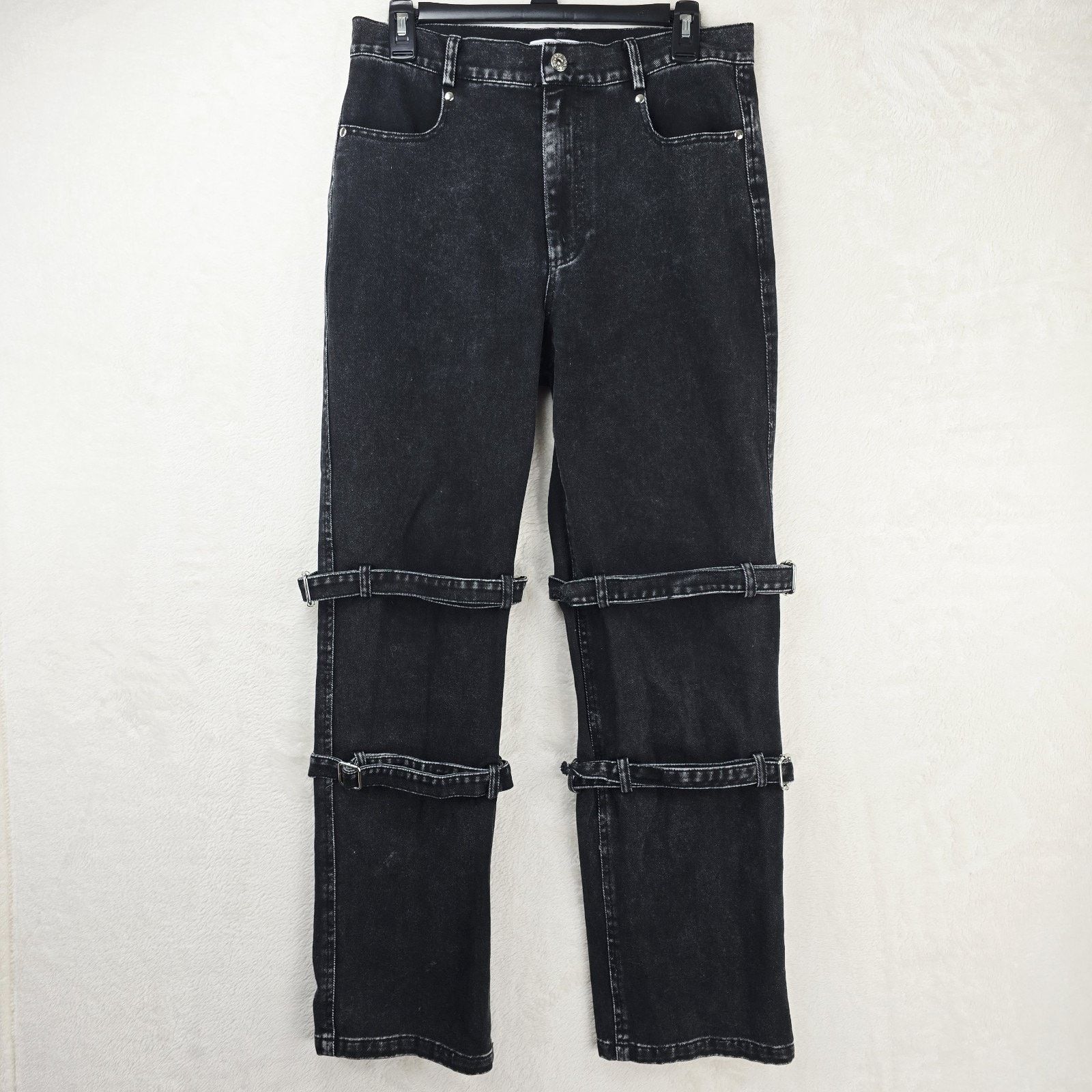Other MODITEC Jeans 30x29 Black Buckle Strap Legs Goth Rave Emo Size US 30 / EU 46 - 2 Thumbnail