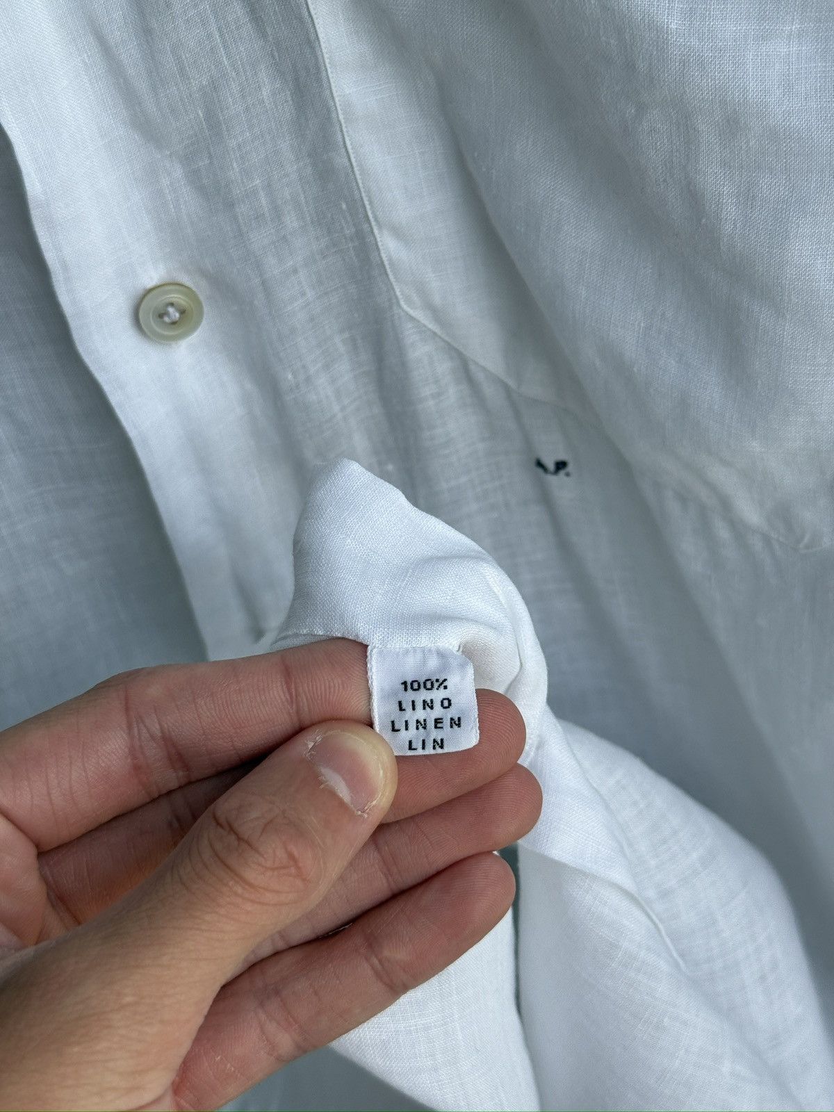 Kiton Kiton 100% Linen One Pocket Button Shirt White Mens Size US M / EU 48-50 / 2 - 13 Thumbnail
