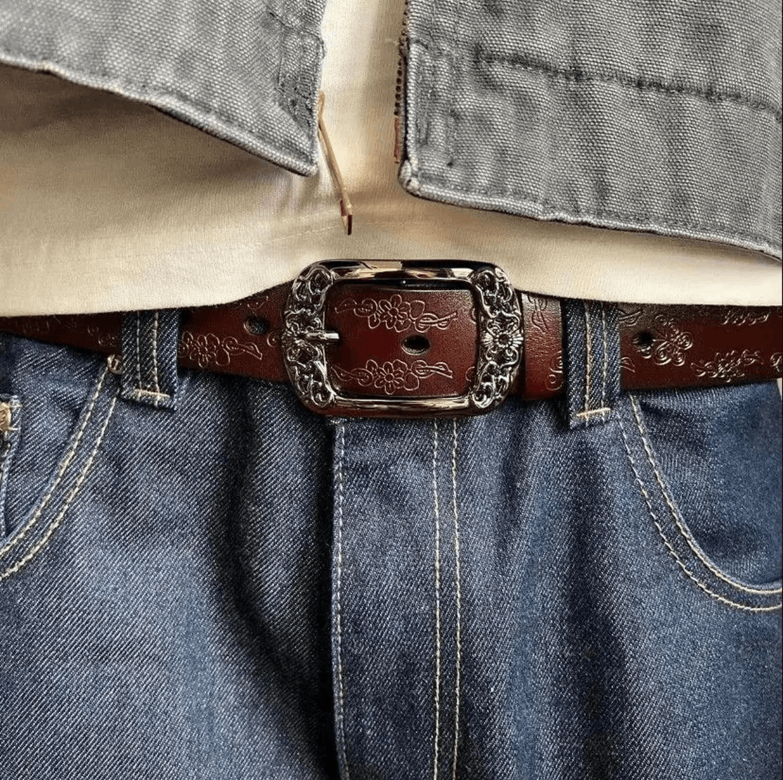 Other Stylish Leather Belt with Decorative Buckle Size ONE SIZE - 1 Thumbnail